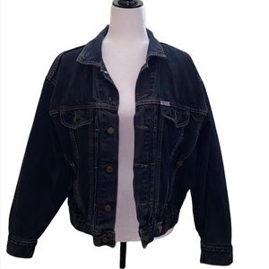 Guess vintage unisex black denim short jean jacket